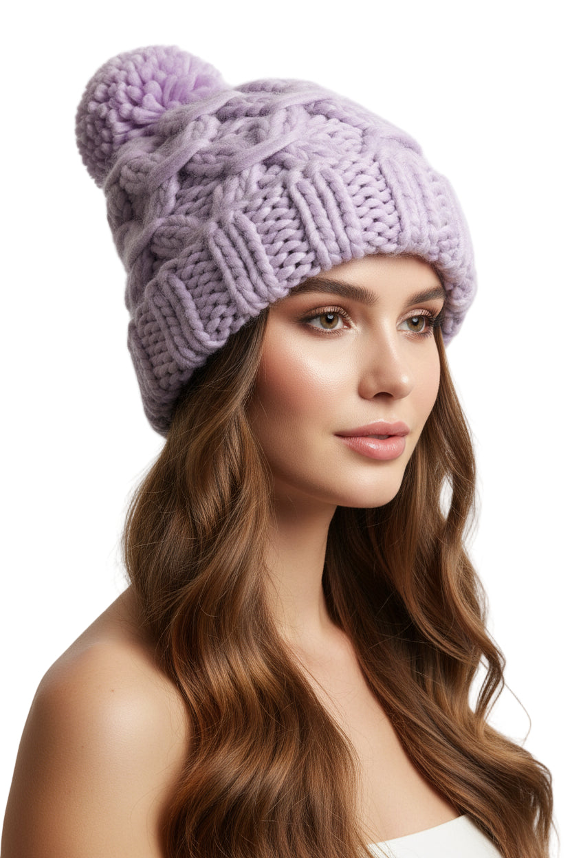 Oversized Chunky Pom Beanie