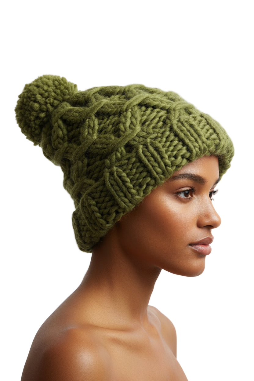 Oversized Chunky Pom Beanie