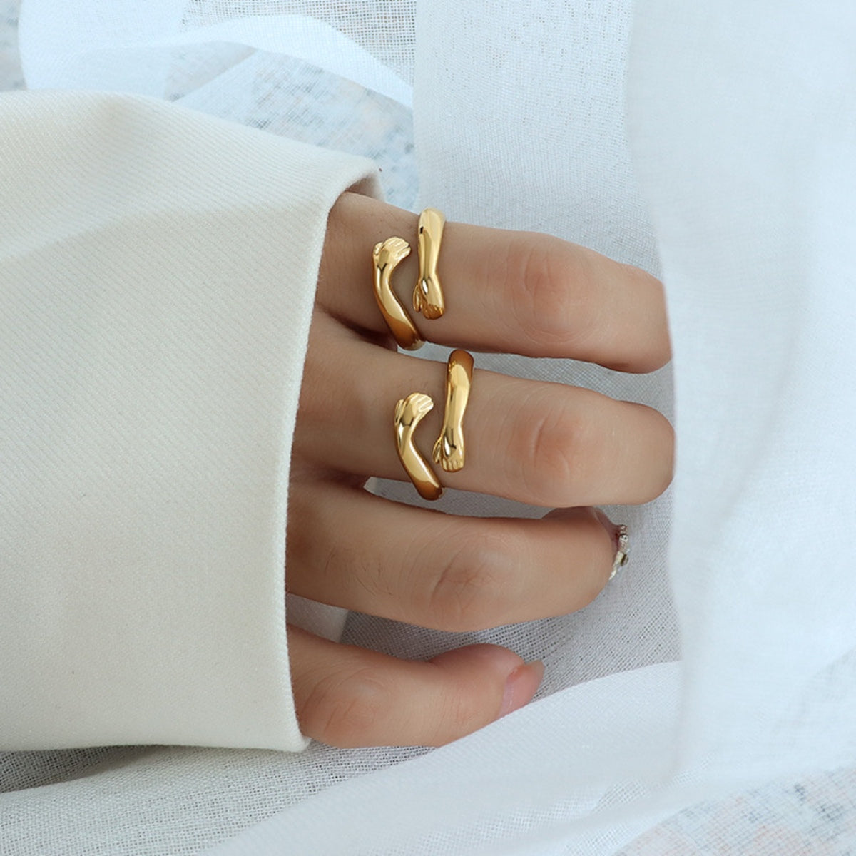 titanium steel hug accent ring minimal wrap jewelry