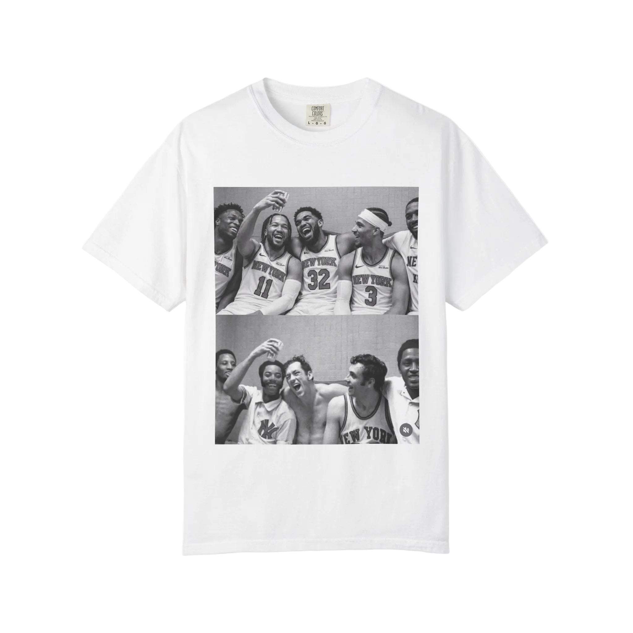 then and now Knicks legacy graphic tee oversized streetwear
