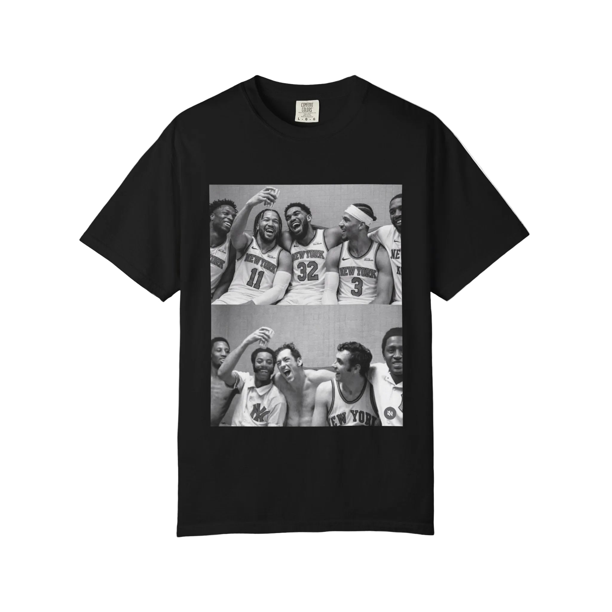 then and now Knicks legacy graphic tee oversized streetwear