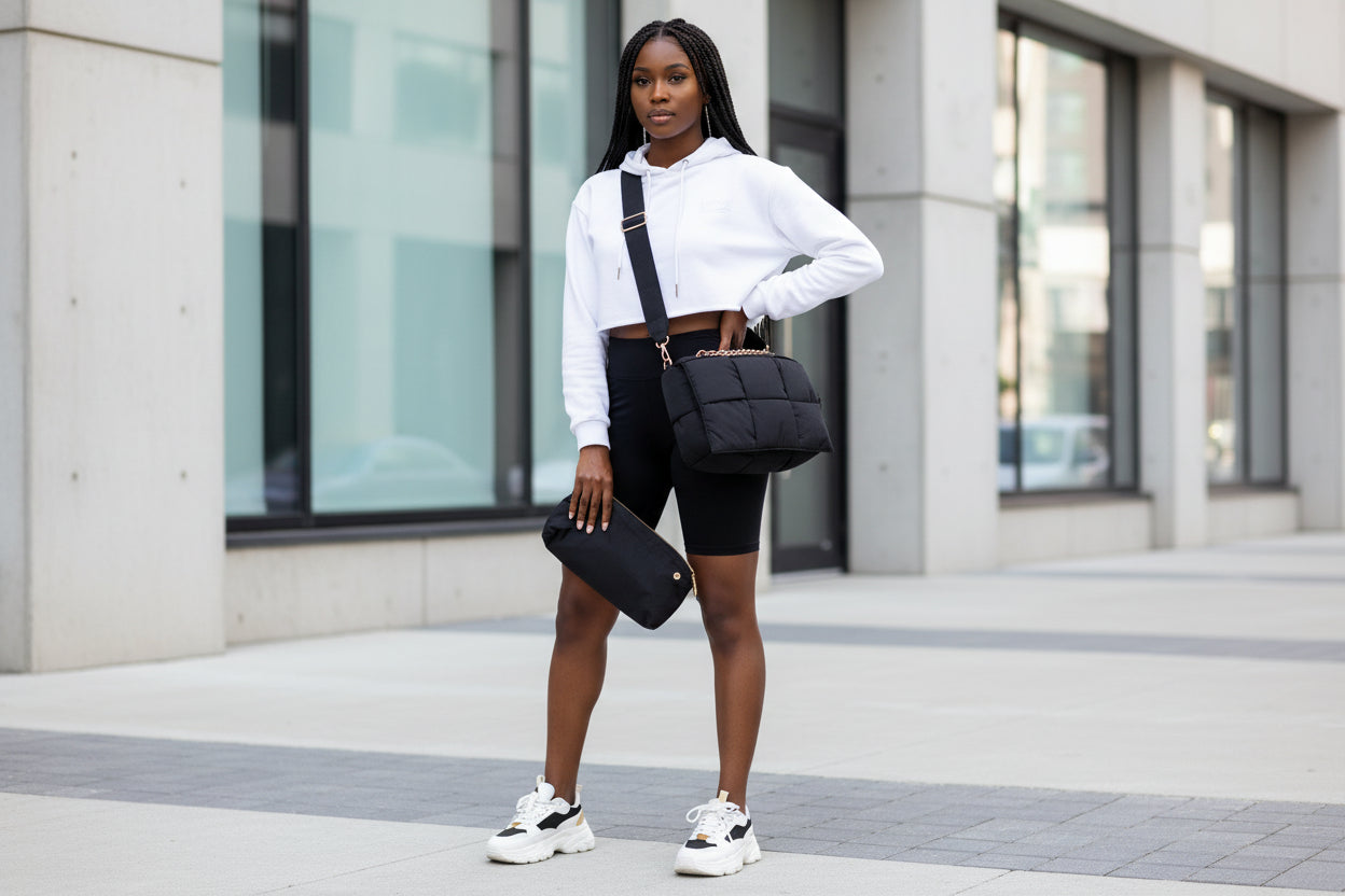 Romy fold-over puffer crossbody quilted bag with pouch