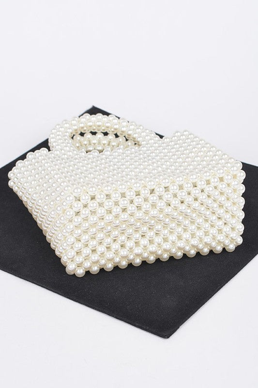 Faux Pearl Braided Iconic Basket Clutch