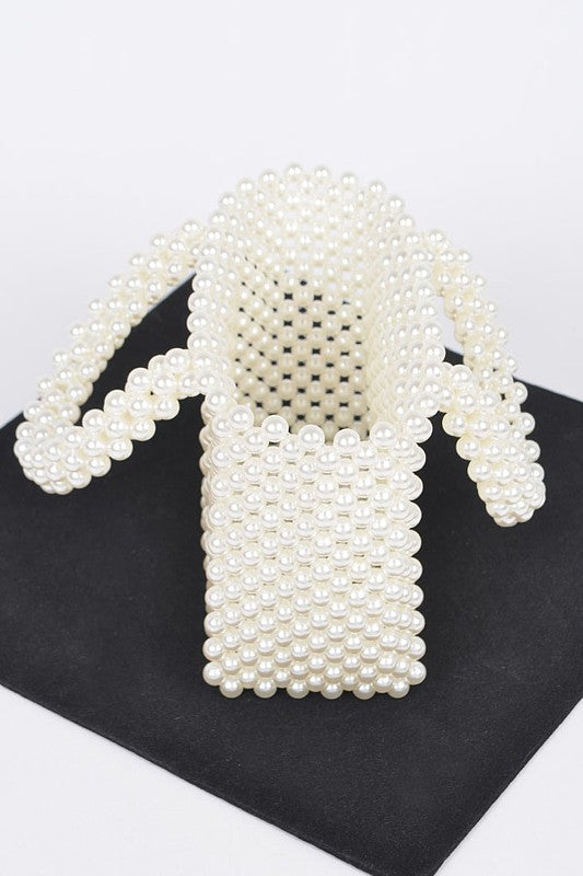 Faux Pearl Braided Iconic Basket Clutch