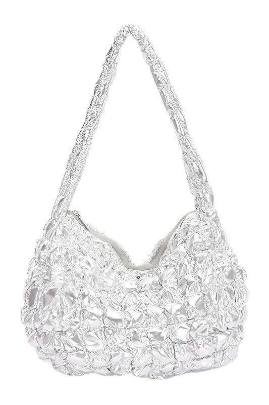 Quilted Bubble Metallic Crossbody Bag