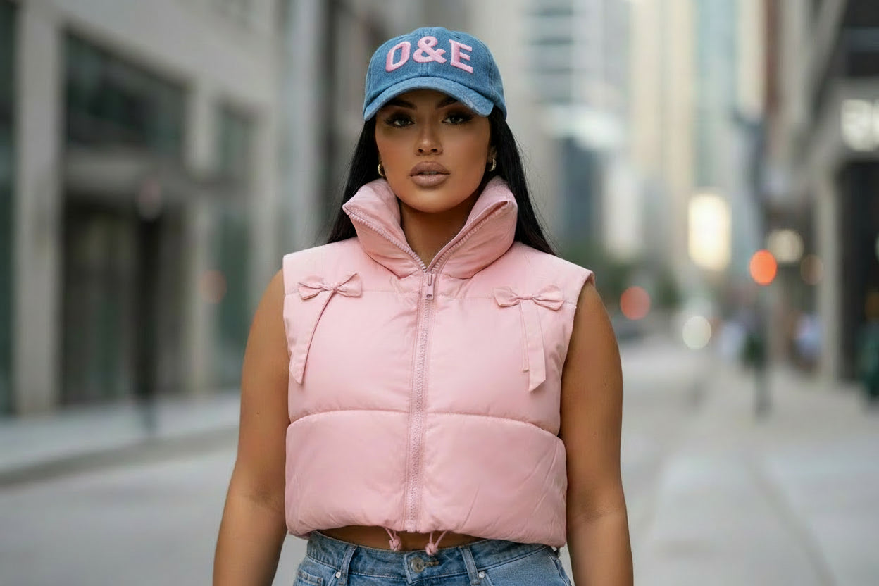 bow cropped puffer vest quilted women’s outerwear