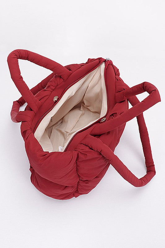 quilted puffer tote oversized everyday carryall bag