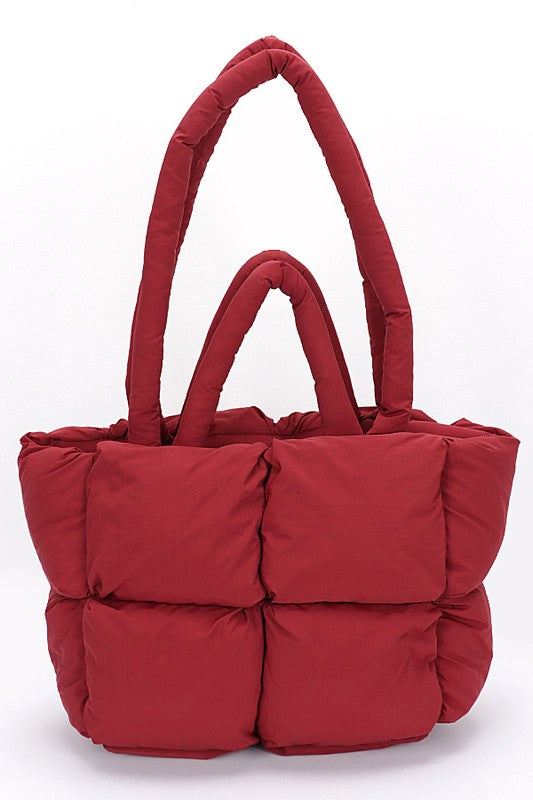 quilted puffer tote oversized everyday carryall bag