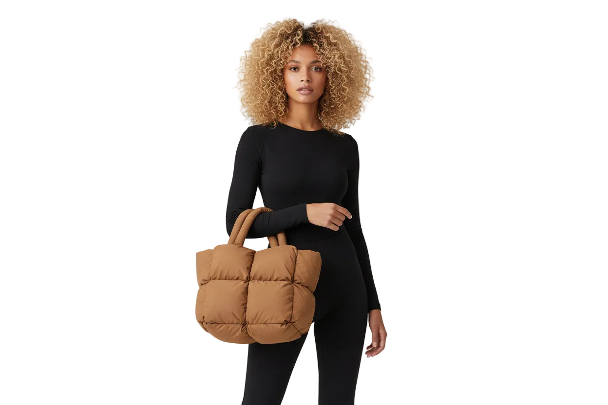 quilted puffer tote oversized everyday carryall bag