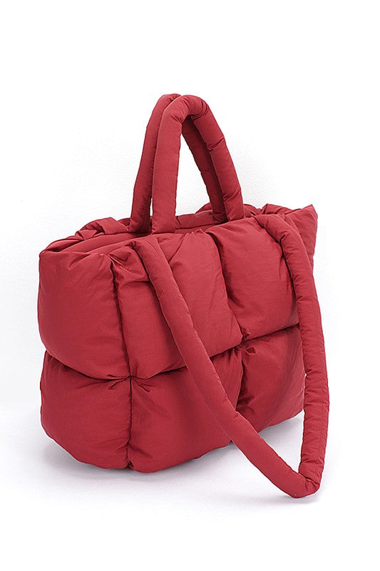 quilted puffer tote oversized everyday carryall bag