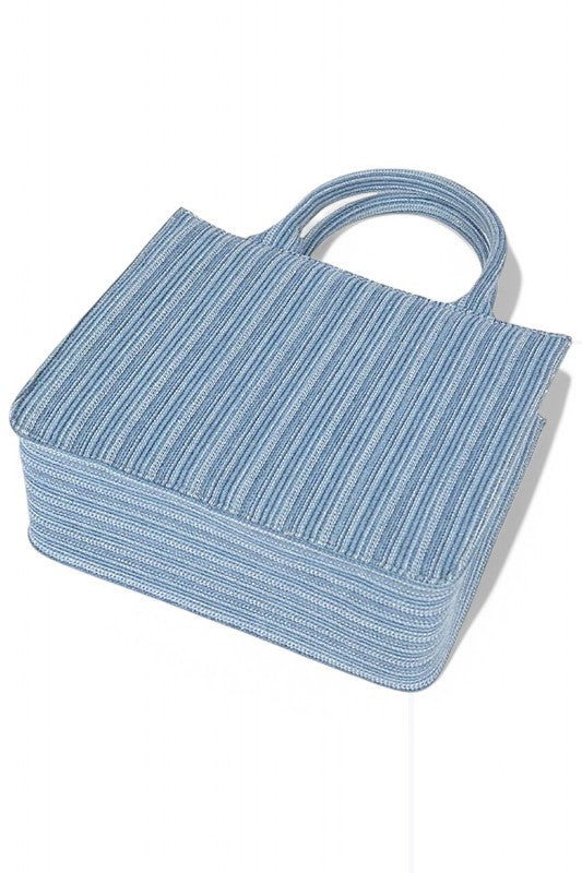 striped denim convertible tote mini top handle crossbody bag
