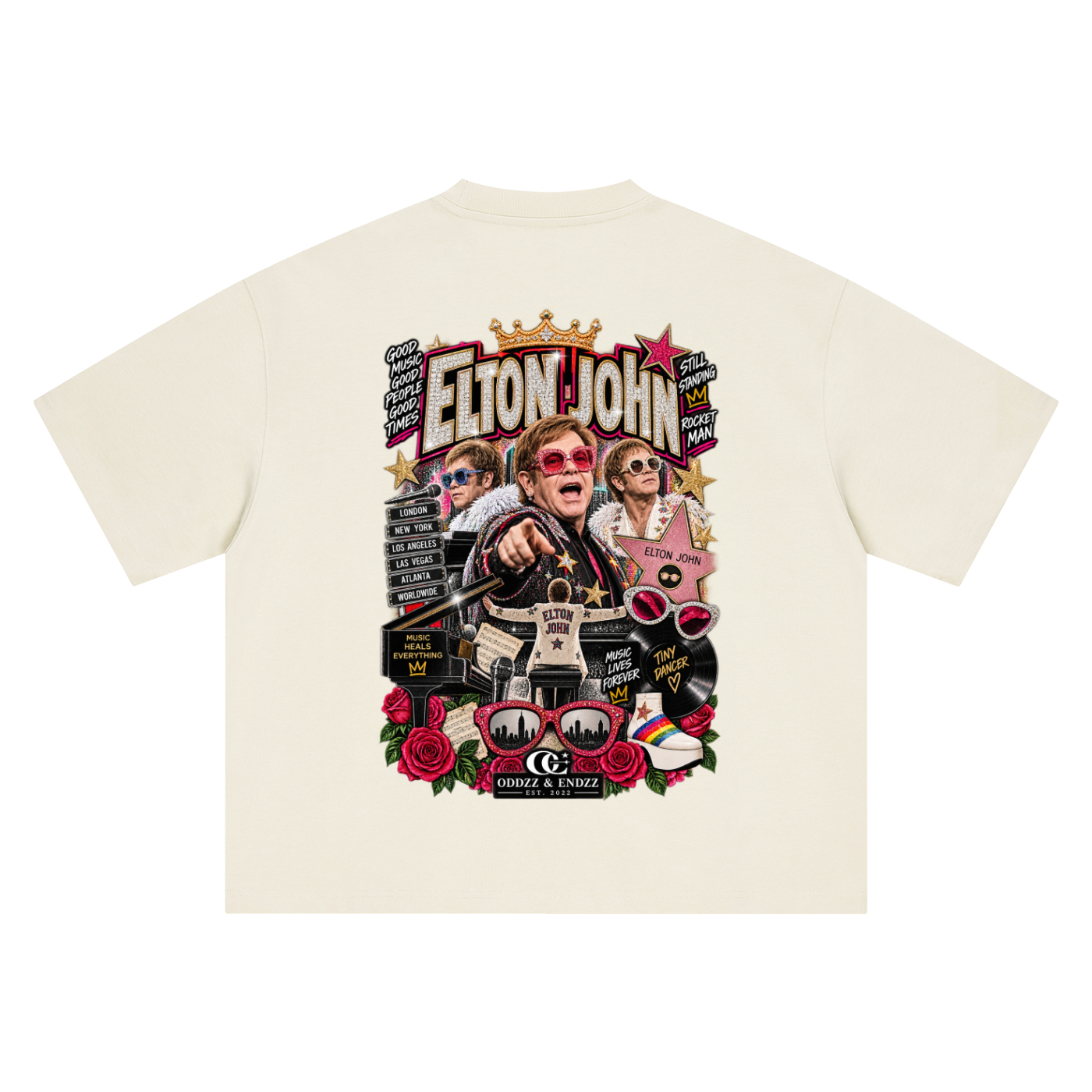 Elton John Rocket Man Oversized Graphic Tee