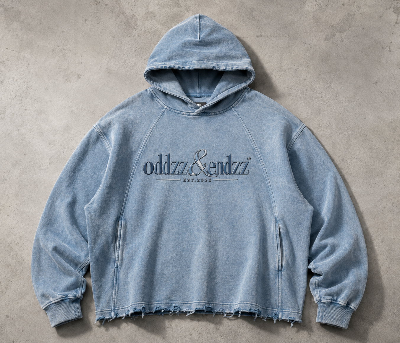 Blueprint Vintage Washed Frayed-Hem Hoodie