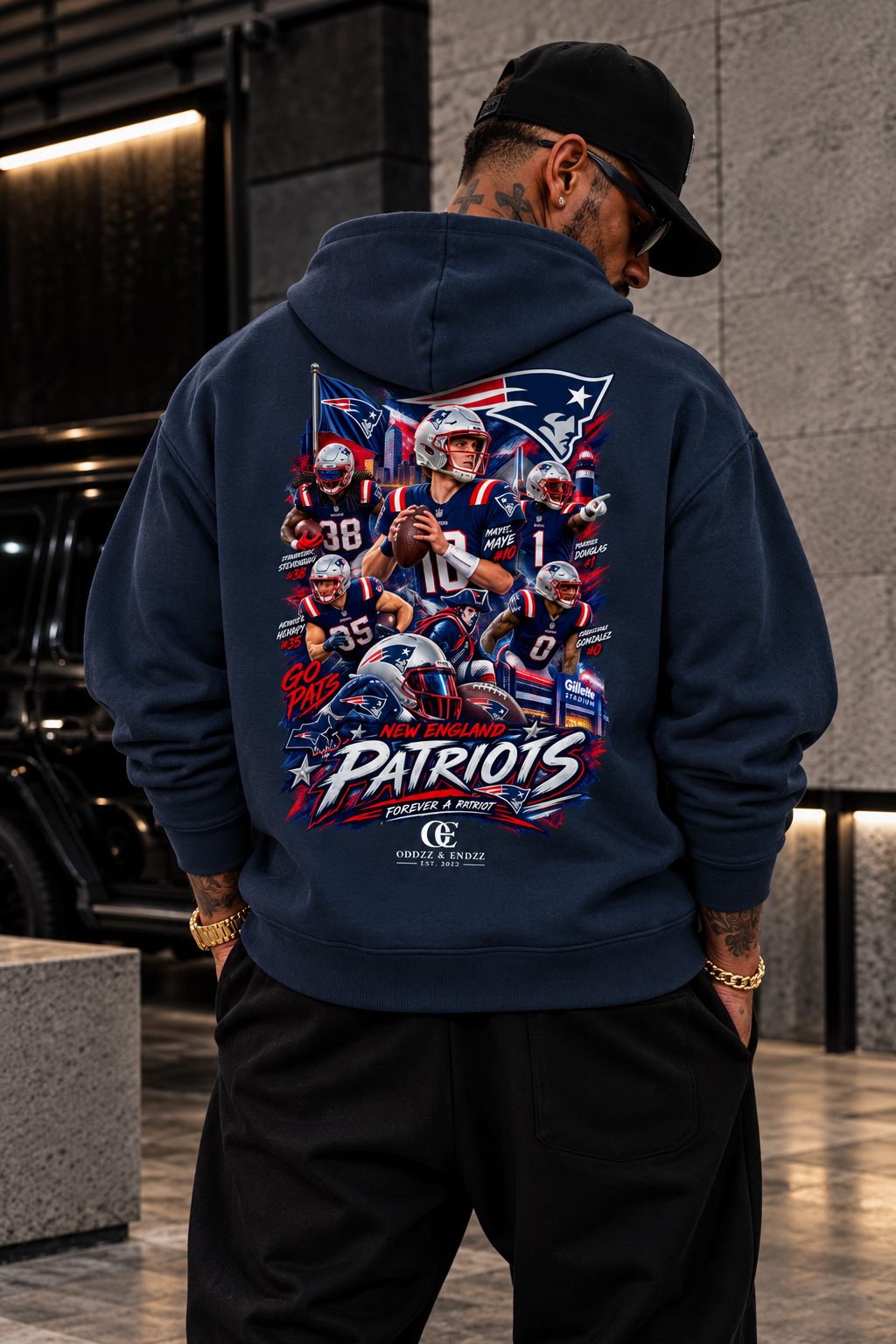 New England Forever a Patriot Oversized Graphic Hoodie