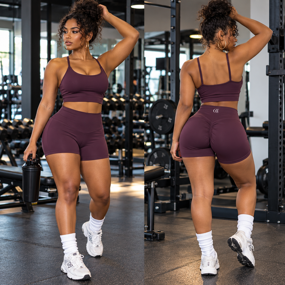 ODDZZ & ENDZZ® HIGH-WAISTED SCULPT RUCHED ACTIVE SHORTS