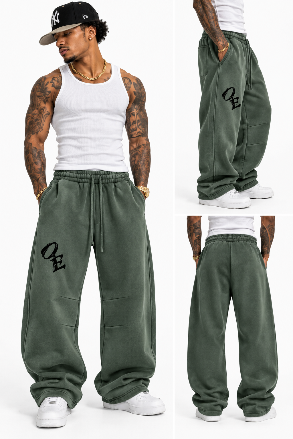 Unisex Vintage Wash Barrel Leg Fleece Sweatpants
