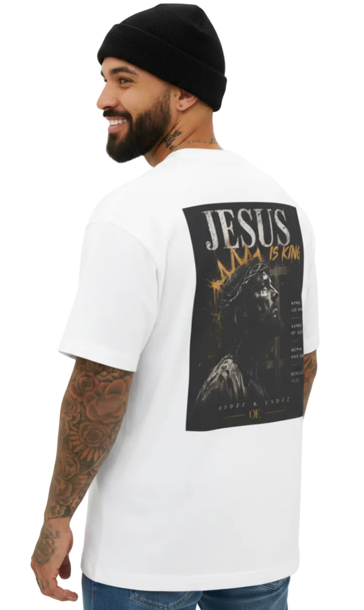 Jesus Is King oversized Christian graphic tee Revelation 19:16 streetwear