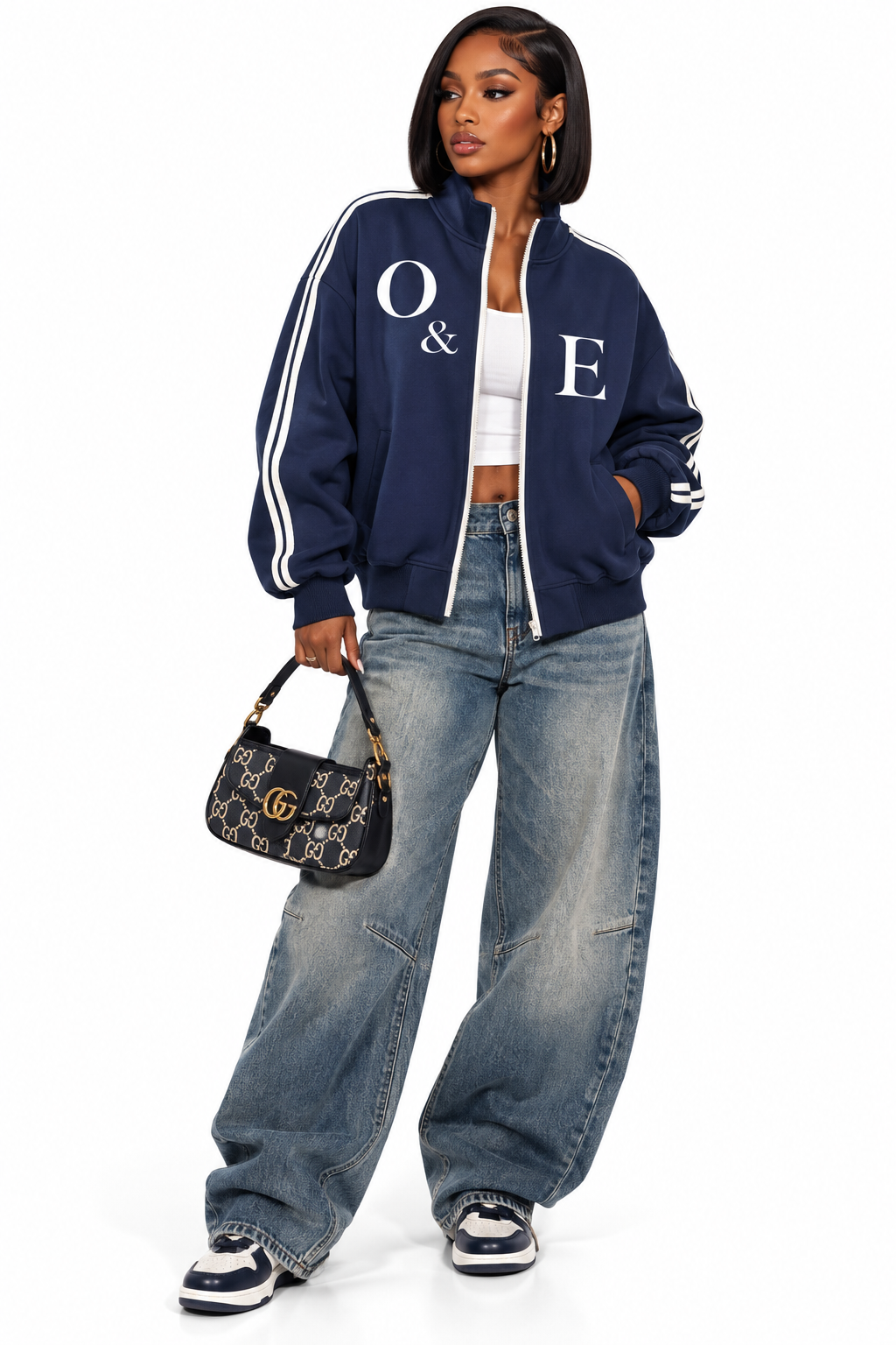 ODDZZ & ENDZZ® CONTRAST SIDE-STRIPE STAND COLLAR JACKET