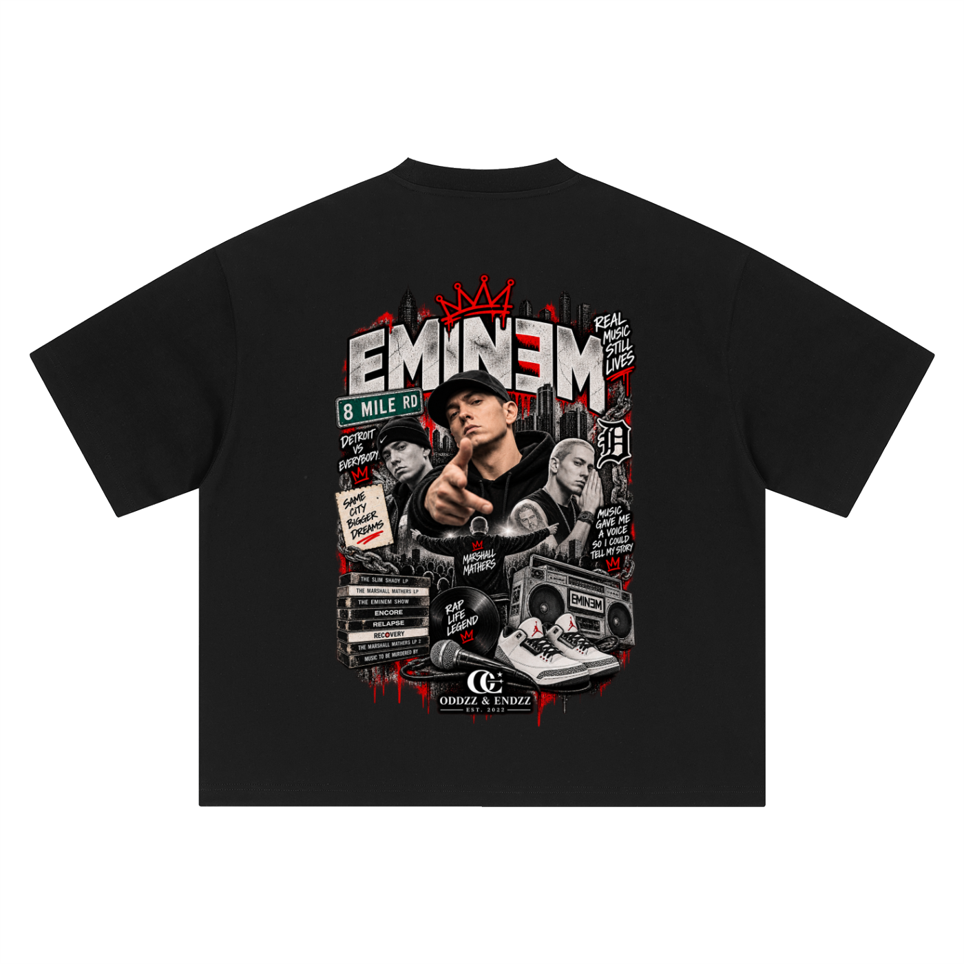 Eminem Detroit Rap Legend Oversized Graphic Tee