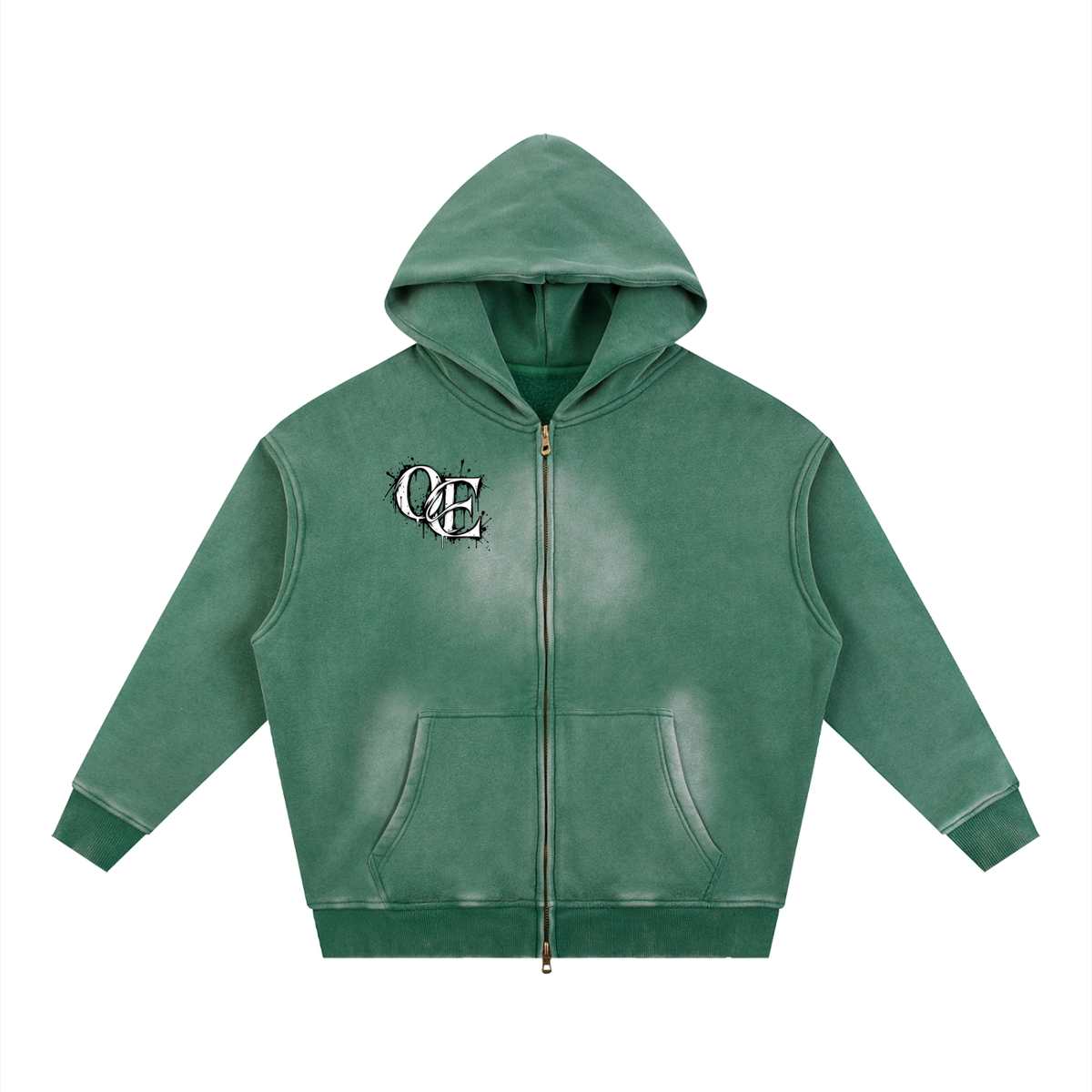 Oddzz & Endzz® Sunfade Two-Way Zipper Boxy Fleece Hoodie