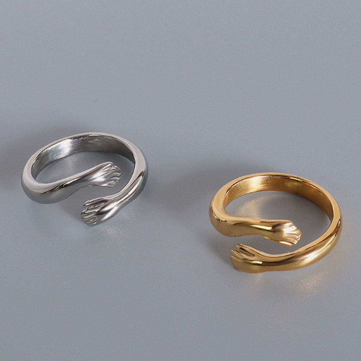 titanium steel hug accent ring minimal wrap jewelry