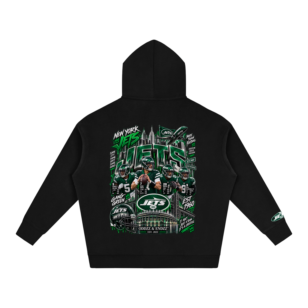 Jets Gang Green Oversized Graphic Hoodie