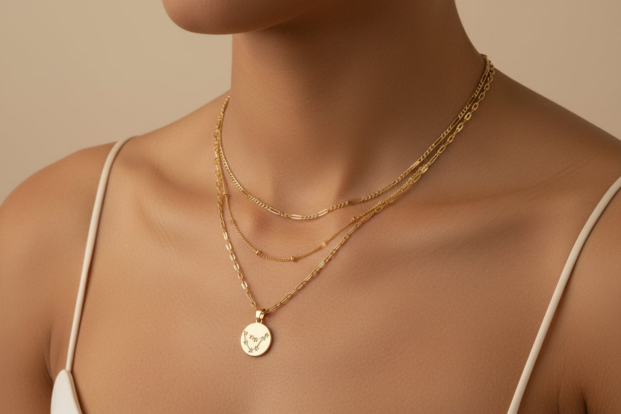 Zodiac necklace minimal statement chain jewelry