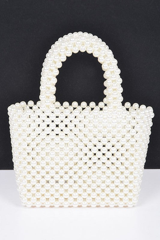 Faux Pearl Braided Iconic Basket Clutch