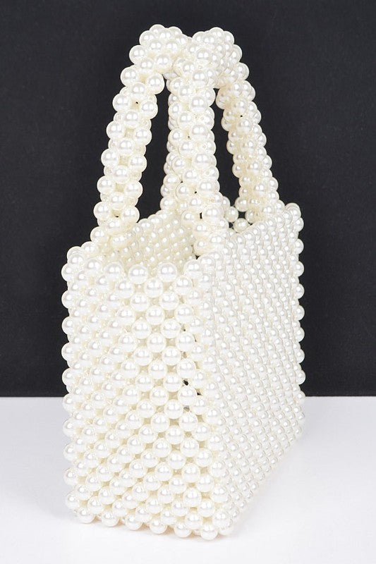 Faux Pearl Braided Iconic Basket Clutch