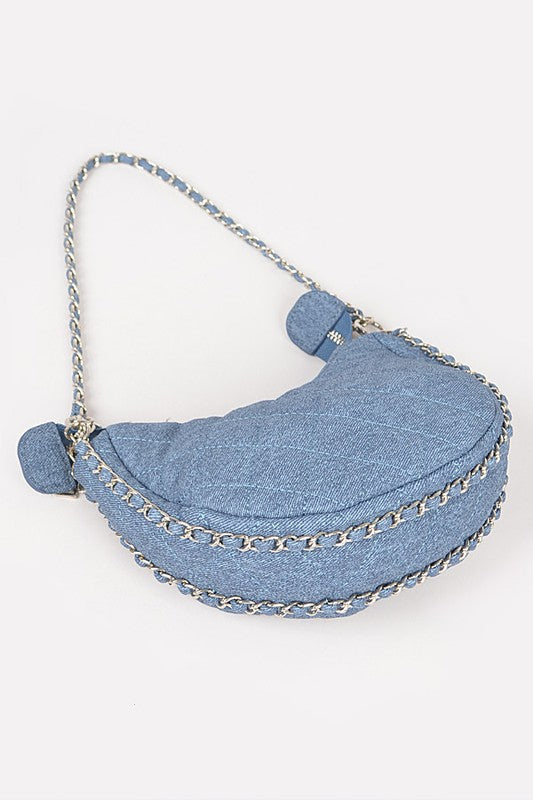 Quilted Denim Shoulder Bag