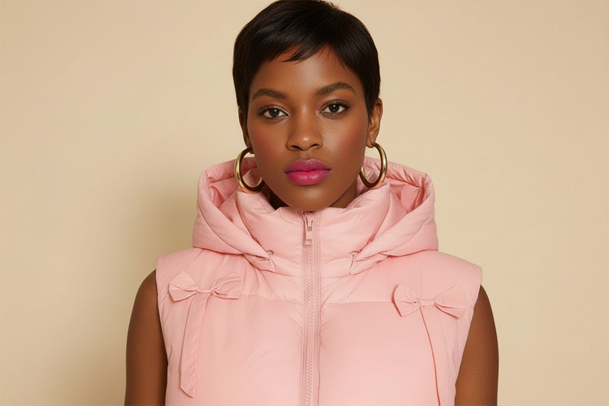bow cropped puffer vest quilted women’s outerwear