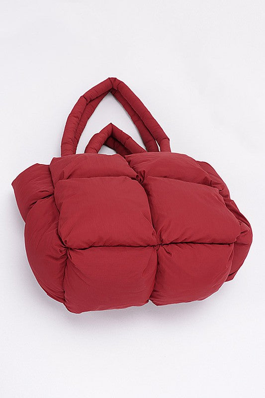 quilted puffer tote oversized everyday carryall bag