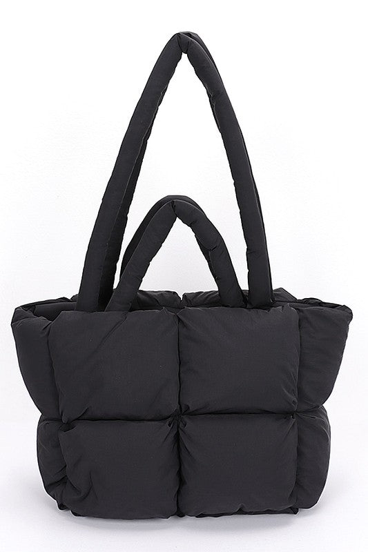 quilted puffer tote oversized everyday carryall bag