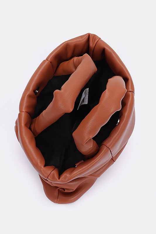 quilted puffer swing bag top handle soft structured handbag