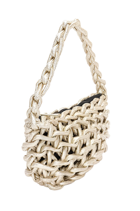 Metallic Strings Braided Shoulder Bag