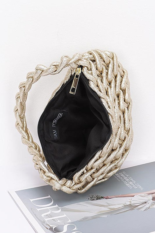 Metallic Strings Braided Shoulder Bag