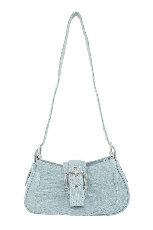 Buckle Denim Shoulder Bag