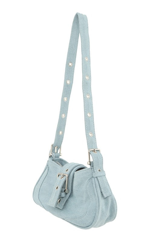 Buckle Denim Shoulder Bag