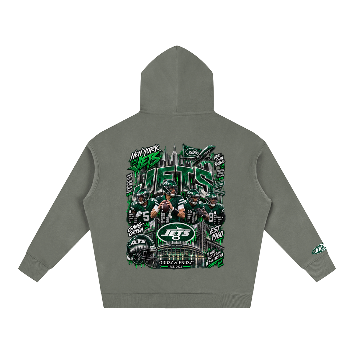 Jets Gang Green Oversized Graphic Hoodie