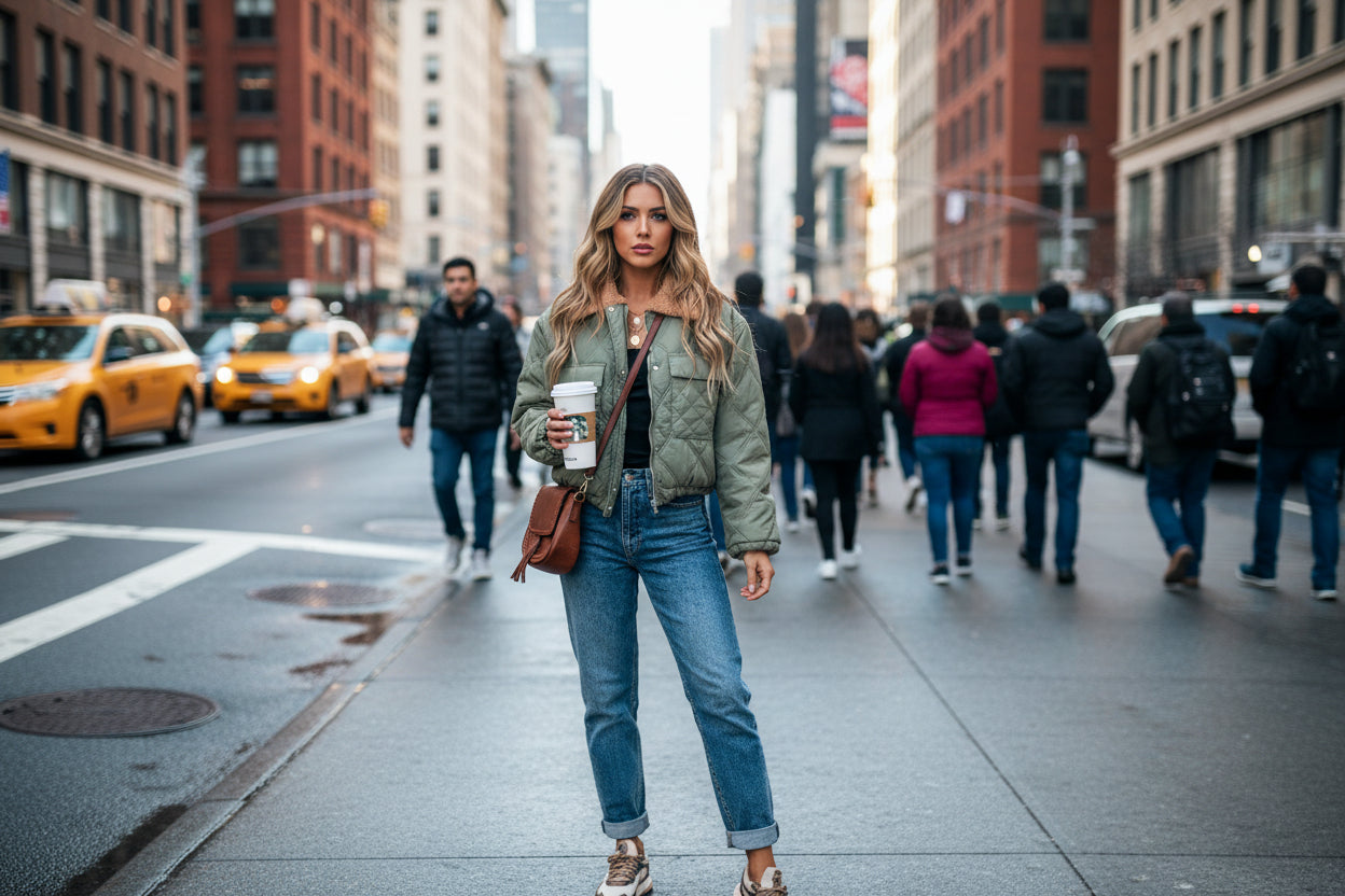 teddy collar quilted puffer jacket flap pocket winter coat