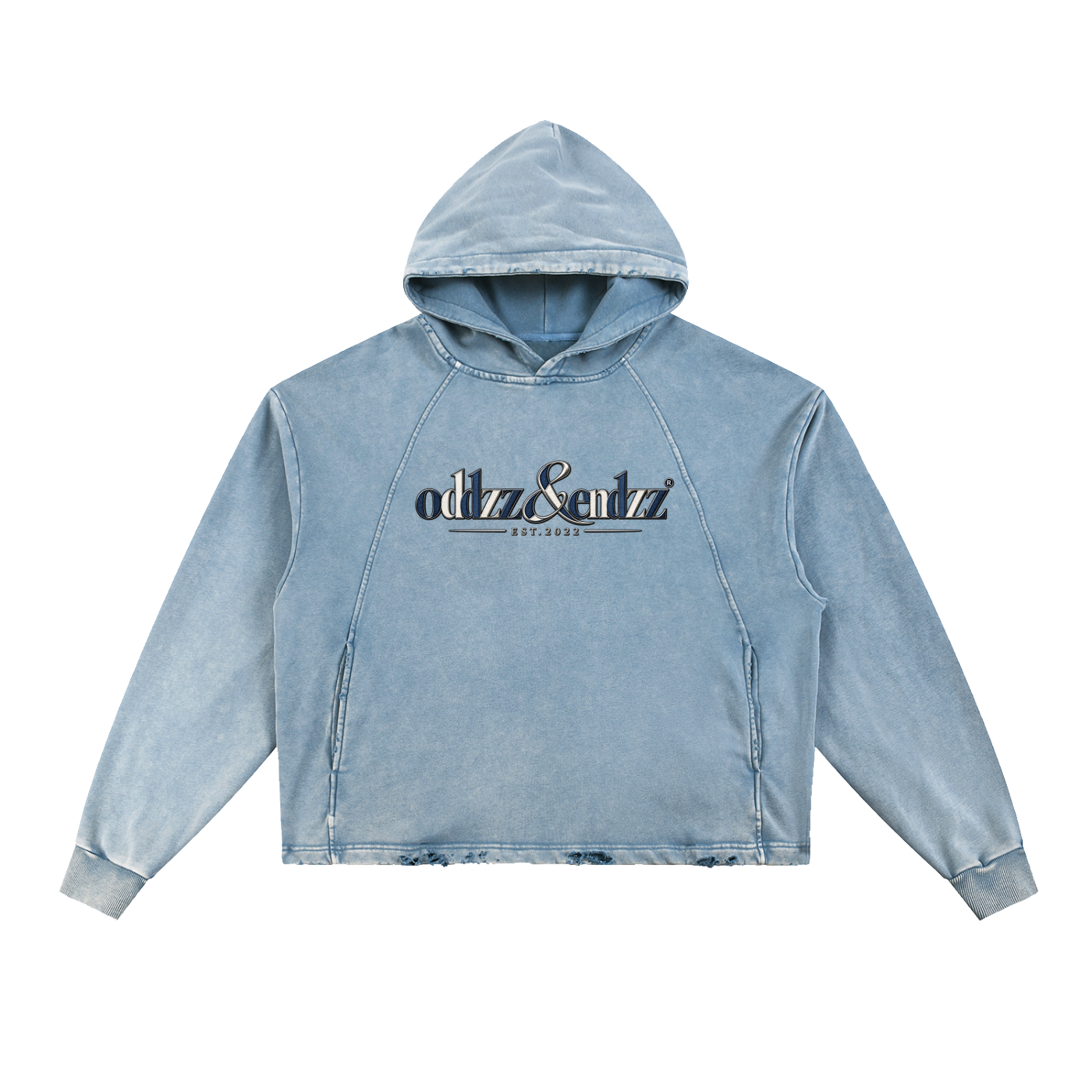 Blueprint Vintage Washed Frayed-Hem Hoodie