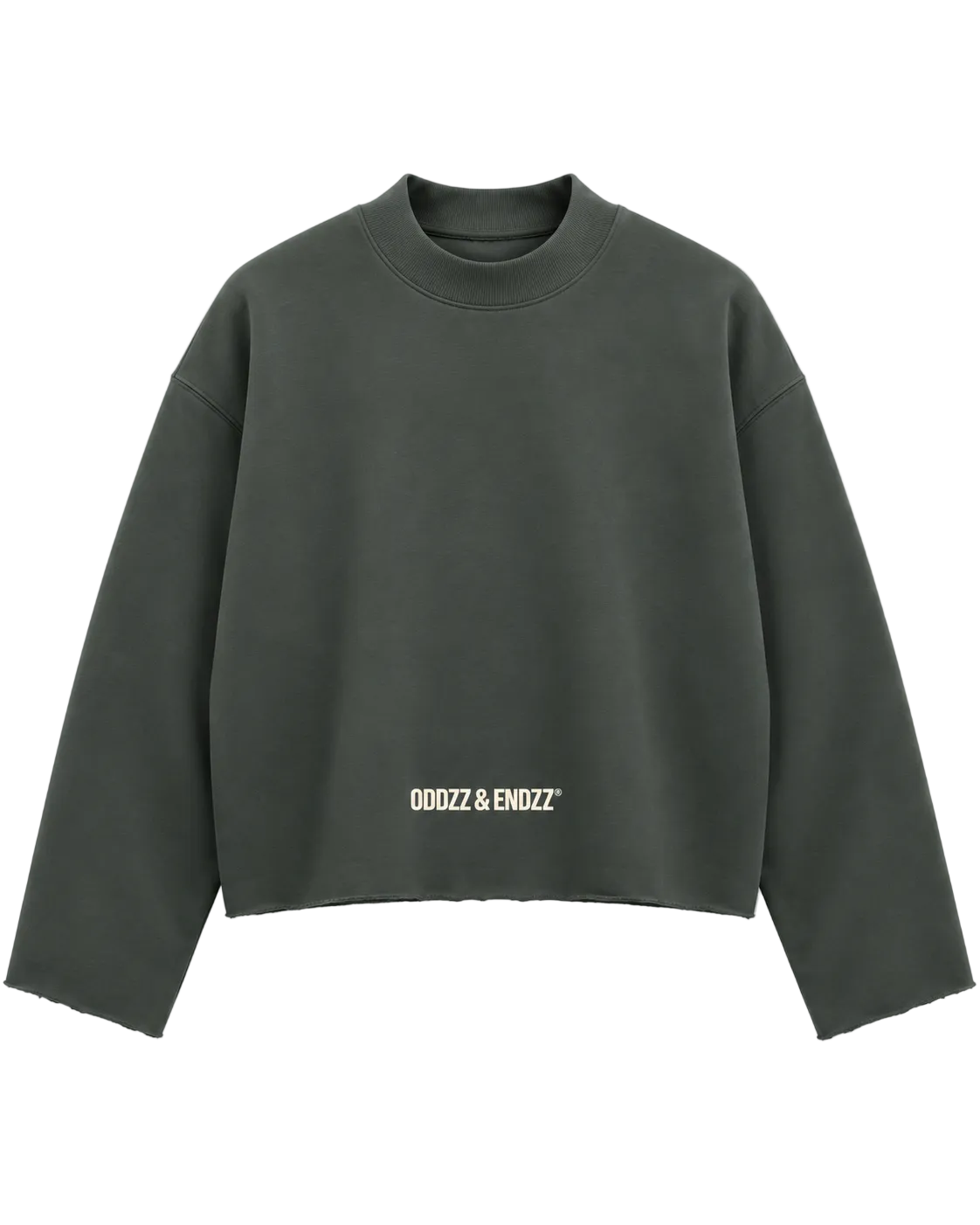 ODDZZ & ENDZZ® UNISEX MOCK NECK RAW EDGE BOXY SWEATSHIRT
