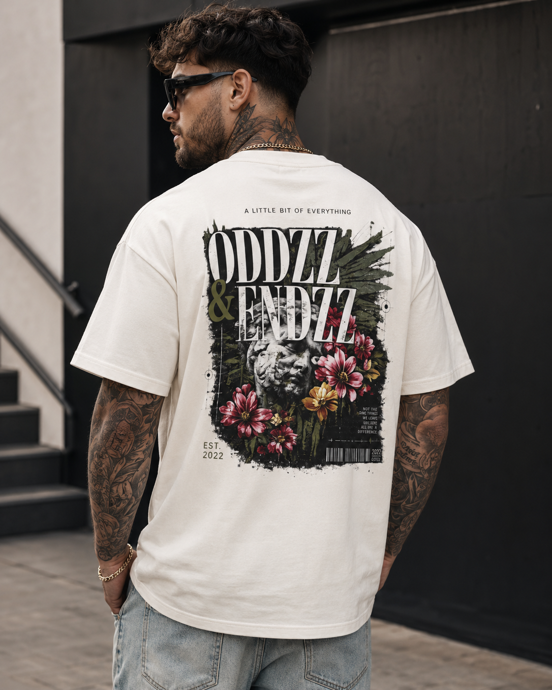 Vintage Statue Floral Oversized Tee