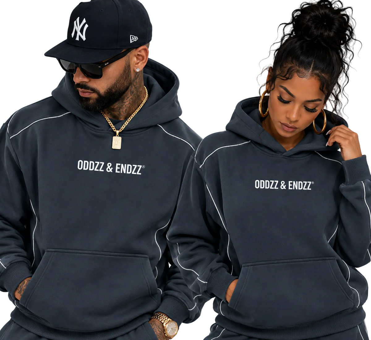 Oddzz & Endzz® Reflective Piped Fleece Hoodie