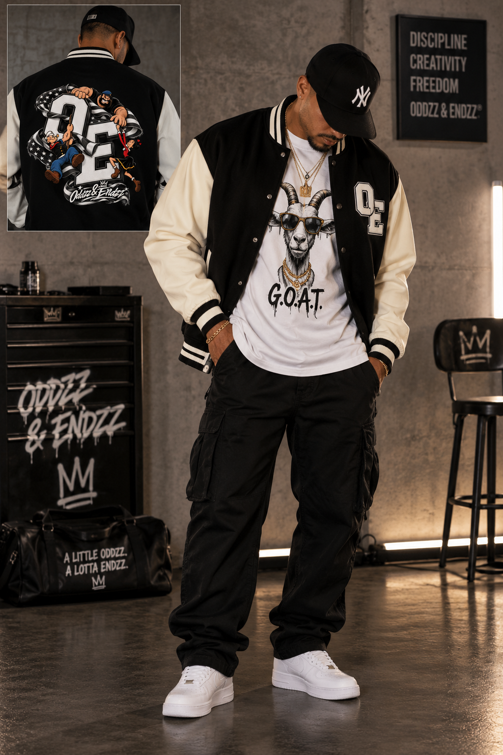 O & E Popeye Varsity Jacket