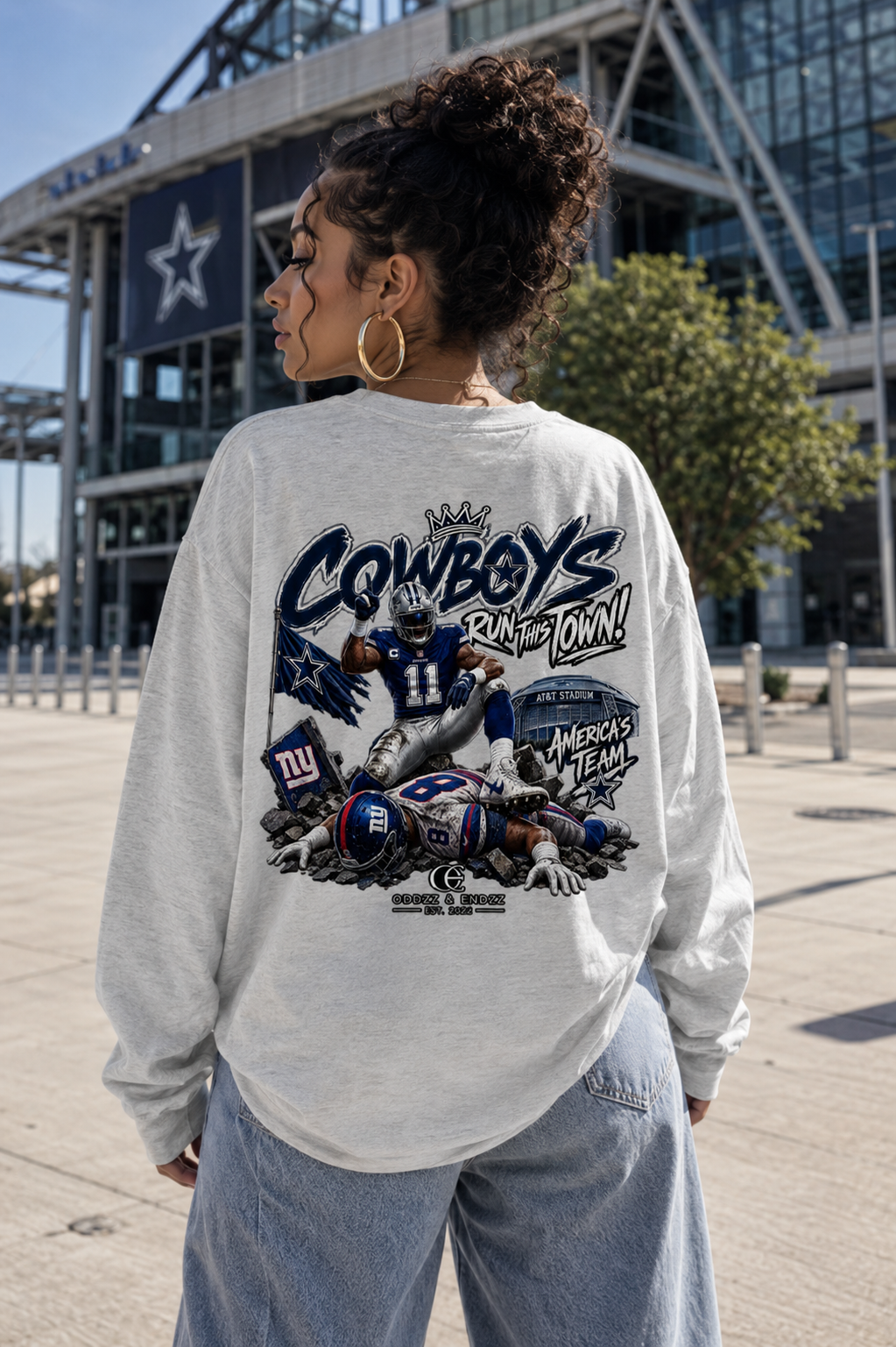 Cowboys Run This Town Oversized Unisex Long Sleeve Tee