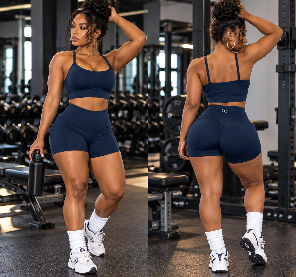 ODDZZ & ENDZZ® HIGH-WAISTED SCULPT RUCHED ACTIVE SHORTS