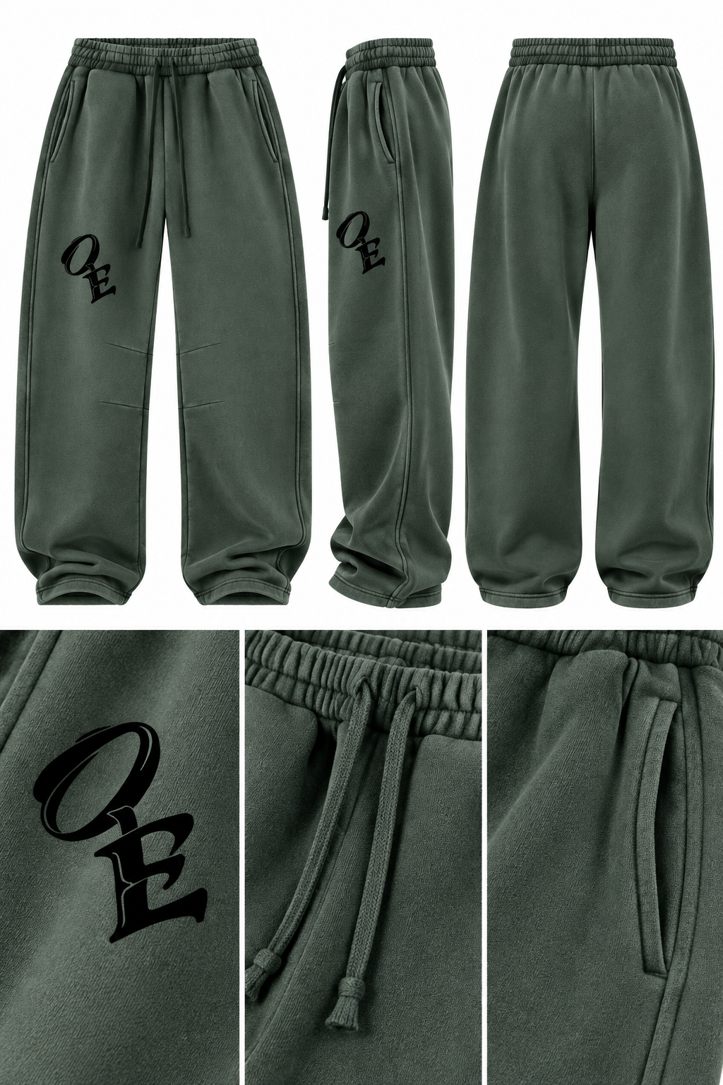 Unisex Vintage Wash Barrel Leg Fleece Sweatpants