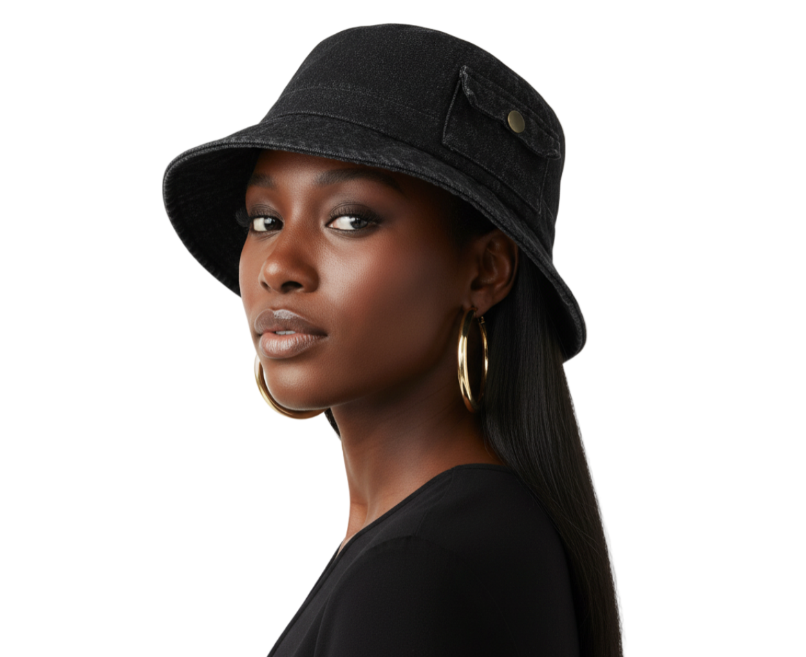 Pocket Accent Denim Bucket Hat