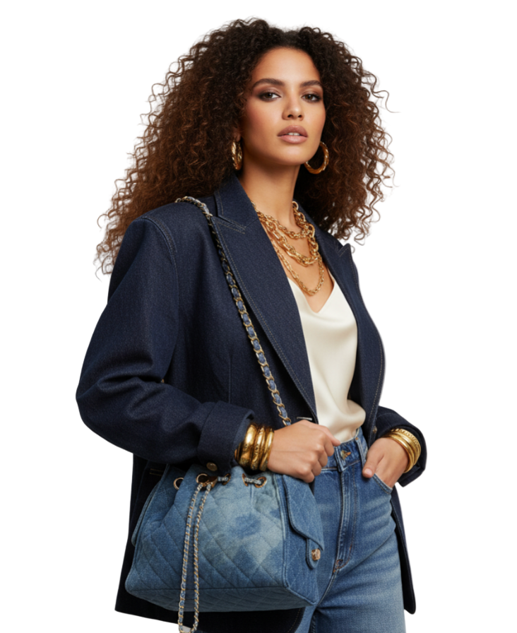 women’s vegan denim tote bag streetwear style